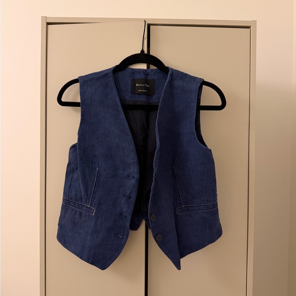 Massimo Dutti Navy Blue Corduroy Vest